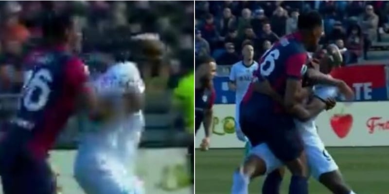 Mina ci ricasca: brutto gesto su Osimhen in campo durante Cagliari-Napoli