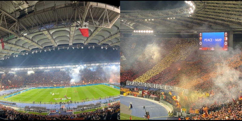 Roma-Feyenoord, scenografia da brividi prima del calcio d’inizio