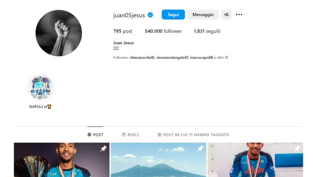 Juan Jesus cambia la foto del profilo Instagram: c’è il pugno chiuso del Black Power