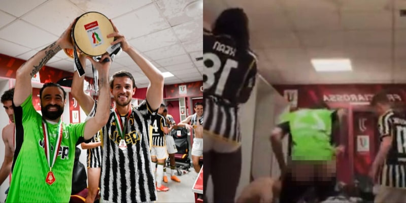 Pinsoglio nudo nello spogliatoio Juve: la festa pazza dopo la Coppa Italia