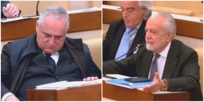 Lotito, colpo di sonno in Senato e siparietto con De Laurentiis: il video è virale