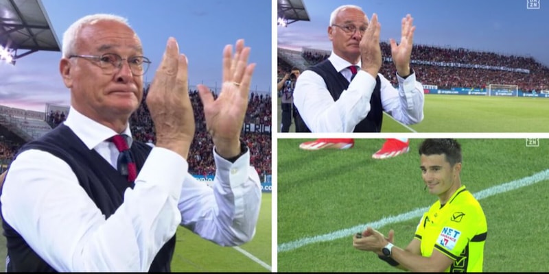 Ranieri, quante lacrime: entra con i nipoti, anche l’arbitro applaude, lui piange