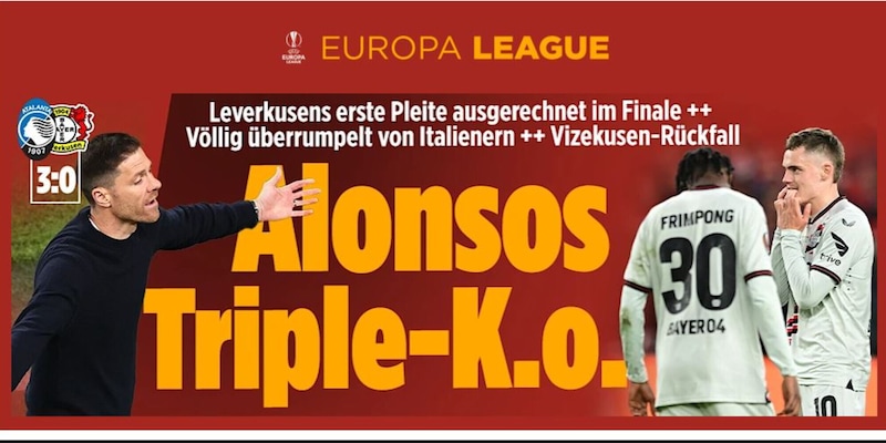 Bayer ko in Europa League, lo sfottò della Bild: “La ricaduta del Leverkusen”