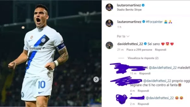 Frattesi prende in giro Lautaro sui social: “Sei sano” dopo il ritorno al gol