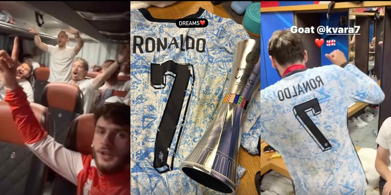 Kvaratskhelia scatenato con la maglia di Ronaldo: “Sogno che si avvera”
