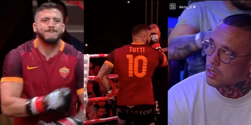 Faraoni sul ring con la maglia di Totti: Nainggolan spettatore speciale