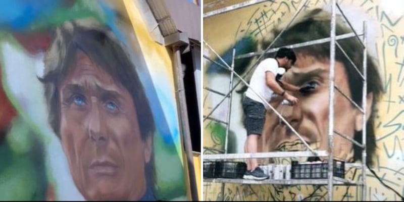 Conte diventa un murale a Napoli: le foto virali esaltano i tifosi