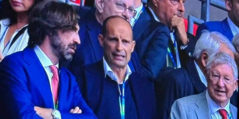 Allegri e Pirlo a Wembley per la finale di Champions: la foto sugli spalti