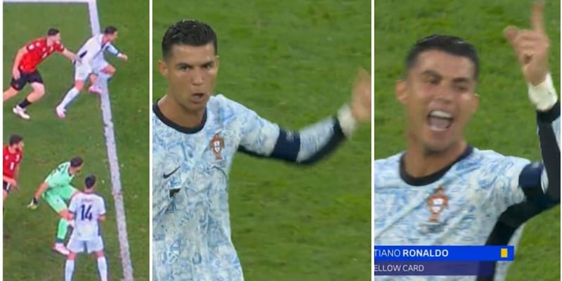 Cristiano Ronaldo è una furia: gestaccio all’arbitro e al Var durante Portogallo-Georgia