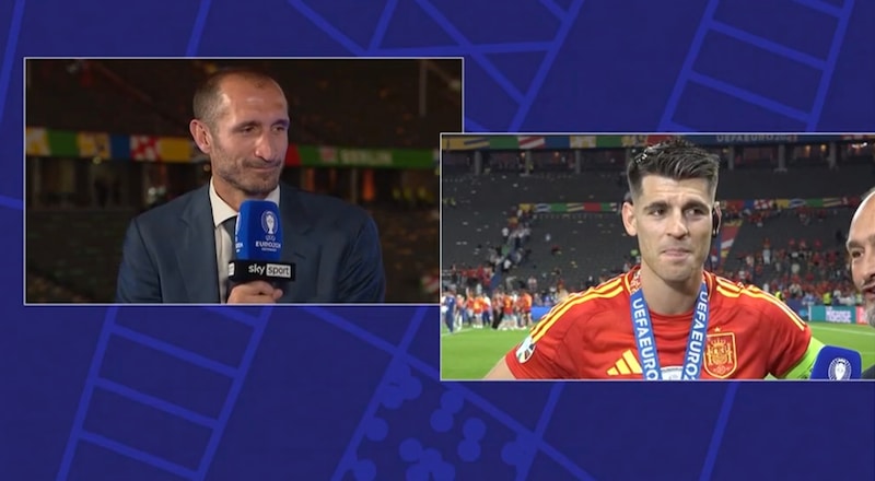 Chiellini e Morata, il siparietto in diretta tv dopo la finale di Euro 2024 è virale