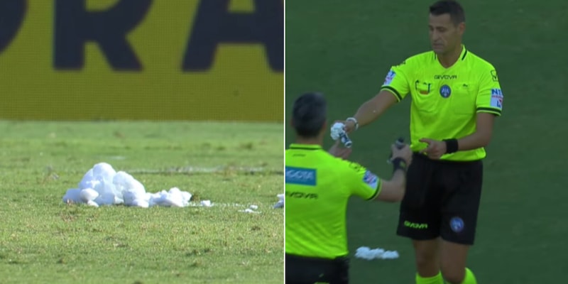 Esplode la bomboletta dell'arbitro! Incredibile a Lecce, cosa è successo in campo