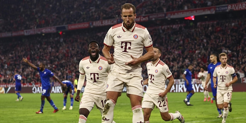 Bayern da record con poker di Kane, Ancelotti vince, vola l’Aston Villa